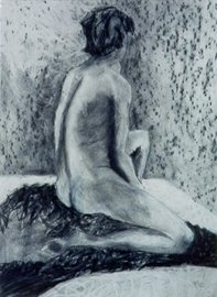 Sitting Nude, 24" x 18" - Charcoal, $ 300