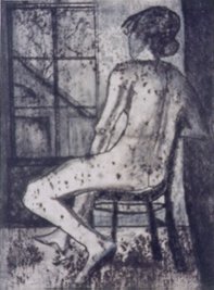Nude on Chair, 19" x 17" - Monoprint Charcoal, $ 195